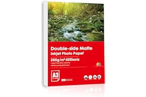 Inkuway A3 Thick Double Sides Matte Matt Photo Paper – 260Gsm 60Sheets Inkjet Paper Printable for Menu, Calendar Inkjet Printable