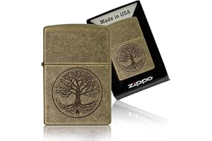 Zippo Stormtändare – Tree of Life, antik mässing, glansig, påfyllningsbar, återanvändbar, vindskyddad, presentförpackning, tillverkad i USA