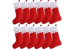 VIDILLO Skarpety świąteczne 12 sztuk 35,5 cm filcowe skarpety świąteczne luzem białe czerwone skarpety świąteczne dla dzieci torby na gadżety dekoracje świąteczne pończochy zestaw do przechowywania prezentów na choinkę rodzinne święta impreza ozdoba