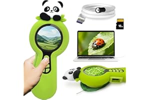 CHARMLINE Microscope numérique 2 en 1 pour Enfants, Un Objectif Photo et Un Objectif de microscopique, Microscope Enfant 100X, Carte mémoire 16GB, pour Petits explorateurs, Panda, avec Endoscope