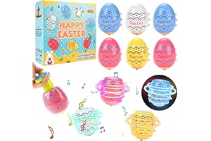 AITSITE 6 PCS Eggs Light Up Spinning Toys, Magic Flashing Music Spinning Top Toy Eggs, LED Shining Egg Gifts for Kids Girls Boys