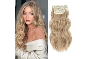 MORICHY Hair Extensions Clip in 4pcs Dirty Blonde with Brown Highlights Hair Extension Long Wavy Full Head Clip in Hair Extension Synthetic Fiber Hair Pieces for Women