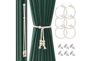 OOTSR 6 Piezas Alzapaños Cortinas, Abrazaderas Recoge Sujeta Cortinas Ajustable, Curtain Tiebacks Trenzados, Retención de Cuerda de Cortina Algodón para Decoración de Dormitorio Salón Oficina