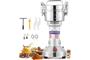 Moongiantgo Mulino Elettrico per Cereali 150g Mulino per Spezie Acciaio Inossidabile, 950W 28000RPM Motore Commerciale & 30s Rettifica Superfine ad Alta Velocità, per Cereali/Erbe/Spezie/Noci