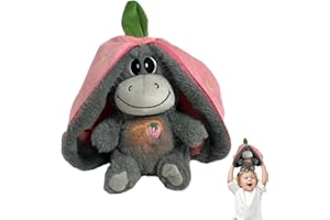 Generisch Atmendes Stofftier - Schlummer Kuscheltier Mit Atembewegung | Atmendes Kuscheltier Esel | Erdbeeresel Plüschtiere | Schlafender Plüsch Esel | Kinder Spielzeug Für Frühkindliche Bildung