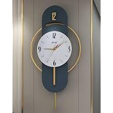 Quiet, Glass Surface, Metal ring, Decorative Wall Clock (Anthracite Gold)