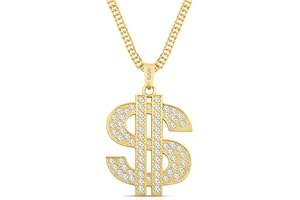 PROUSKY US Doller Shape Hip Hop Costume Necklace Gold Metal Chain 80s 90s Hip Hop Accessories for Man Women Fancy Dress Carnival Accessories Party Supplies