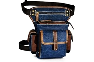 Handadsume Tela Resistente All'acqua + Vera Pelle Moto Equitazione Travel Coscia Borsa per Gambe Marsupio in Vita Per Gli Uomini Donne 913-5