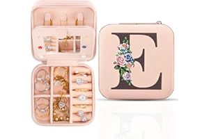 Meschett Portagioie da viaggio con specchio, organizer per anelli, collane e orecchini, portagioie personalizzato, regali per donne e ragazze,E