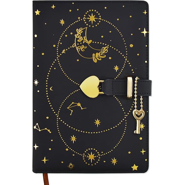 Agenda Verrouillable Cœur - Journal Cuir PU 288 Pages - Papier Ligné 100gsm - Format B6 - Cadeau