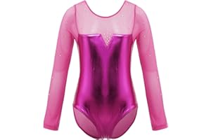 Freebily Maillot de Patinaje Artístico para Niña Leotardo de Manga Larga Mono Brillante de Gimnasia Rítmica Deportivo Body Ballet Clásico Disfraz de Baile