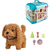 Toy Sound Light Walking Moving Dog Carrying Bag with Accessories Set Portable Bag +Pil🎁 (Blue-Brown)