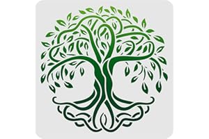 FINGERINSPIRE - Plantilla cuadrada de plástico con árbol de la vida, reutilizable y apta para hacer manualidades en paredes, madera, suelos, ropa, muebles y mucho más (30 x 30 cm)