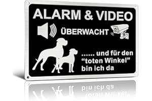 ‎SINMAO SINMAO Alarm & Video Surveillance Sign and Dog - Warning Video Surveillance Sign / Warning of the Dog Sign Camera Deterrent Metal Aluminium