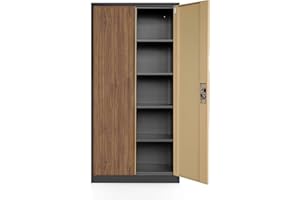 Jan Nowak Armadio da Ufficio C001H XL Archivio per Officina in Metallo Verniciato a polvere Chiudibile 195 cm x 90 cm x 40 cm (Antracite-Aspetto Legno)