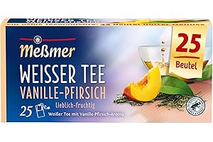 ‎MEßMER Meßmer / Weißer Tee Vanille-Pfirsich / 25 Teebeutel / 25 Stück / Vegan / Glutenfrei / laktosefrei