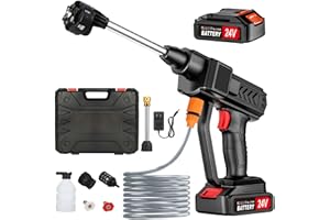 HOUSIWILL Battery Pressure Washer, Mobile Pressure Washer Battery, Hydroblast Battery Pressure Washer, Max 260 PSI, with 2 x Batteries, Foam Sprayer, 6-in-1 Multifunctional Nozzle for Cars, Lawn, Gardens, Pools