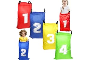 AGOGUE 4 Stück Sackhüpfen Säcke, Hüpfsack Kinder, Sackhüpfen Kindergeburtstag Set Kindergeburtstag Partyspiele für Kinder Grün Rot BlauGelb（46 * 66cm
