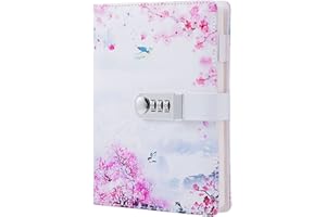 NectaRoy Bloc de Notas Contraseña Cuaderno, Cuaderno de Cuero PU Diario Planificado Organizador con Cerradura de Combinación, Soporte para Bolígrafo, 215x150mm