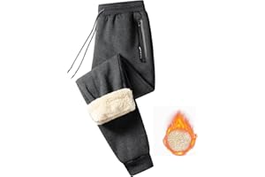 JustSun Pantalons de Survêtement Hiver Homme Pantalon Jogging Homme Thermique Doublés en Polaire Sherpa Chaud avec Poches Zippées