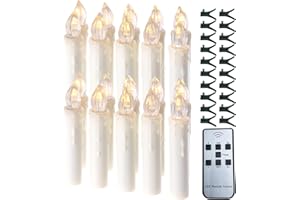 ‎YJY LIGHT YJY LIGHT Christbaumkerzen LED mit Fernbedienung 20er, Dimmbar & Timer, Clip & Drehbar, 3000K warmweiß IP64 Wasserfest – batteriebetriebene Weihnachtsbaumkerzen Kabellos für Weihnachtsbaum Tannenbaum