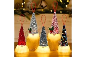 KDISHKRA 5 Piezas Gnomo NavideñO Iluminado Papá Noel, Gnomos de Navidad con Luz Led, MuñEca De Felpa Hecha A Mano De Papá, DecoracióN De Navidad Adornos de Navidad para Casa, Mesa (Colgante)