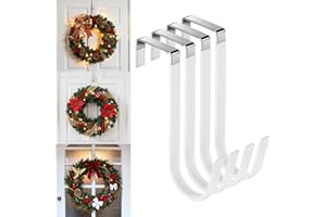 Damita Over The Door Hooks 4 Packs, Over The Door Towel Hanger for Coat, Overdoor Hangers Back of Door Hook, Sturdy Stainless Steel Hooks with Anti-Scratch Rubber Surface for Hanging Coats White