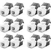 deleyCON 12x CAT6a Jack Keystone Module RJ45 &ndash; RJ45 Connector for Plastic LSA Pressure Mount Raw Cable CAT 500Mhz 10GBit/s