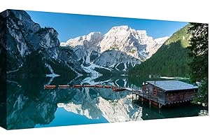 canvashop Quadri Moderni Montagna 120X60 Cm Lago Di Braies 01 Quadro Su Tela Canvas Stampe Da Parete Dolomiti