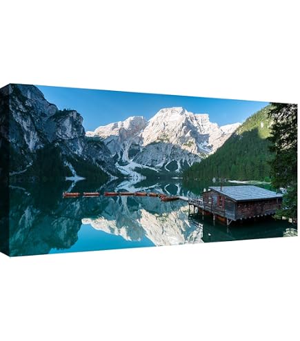 Canvashop Quadro Su Tela Montagna Con Finestra - 100x70 Cm, Dolomiti, Stampa Su Tela Canvas, Arredo Moderno Per Soggiorno, Pronto Da Appendere, Made In Italy