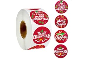 JXUANE 500 PCS Rolls of Round Self-Adhesive Stickers - Merry Christmas Decoration Stickers for Envelope Sealing & Party Decoration
