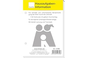 ‎TIMETEX TimeTEX Hausaufgaben-Information - 50 Vordrucke – A6 – Block – 10799 – Elternbenachrichtigung