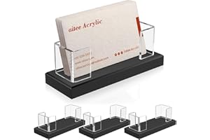 AITEE Business Card Holder for Desk: Pack of 4 Clear Acrylic Business Card Stand, Business Card Stand Holds 60-80 Business Cards for Trade Show Booth Department Store Counter Office