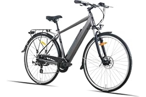 HILAND rower elektryczny miejski, 28 cali, z 7-biegową przerzutką Shimano, E-Bike, E-treking, rower miejski, silnik 250 W, akumulator litowo-jonowy 36 V 10,4 Ah, 25 km/h, dla kobiet i mężczyzn