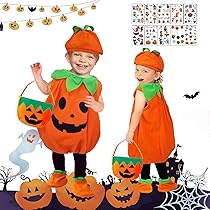 Kürbis Kostüm Set Für Kinder - Halloween Verkleidung Mit Hut & Tasche