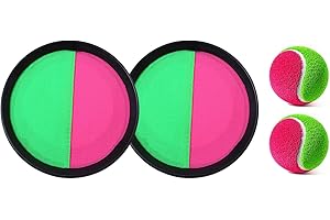 CREJOHY Ball and Catch Game Ball and Catch Game Outdoor Toys for Kids Age 3-8 Outdoor Games for Kids Toss and Catch Ball Game with 2 Ball 2 Paddle for Beach,Garden Game Age 3+