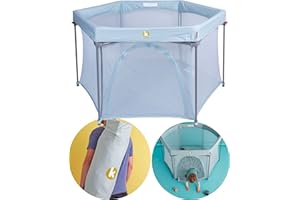 Koo-di Happy Home Foldable Playpen | Foldable Playpen For Baby and Toddlers | Water-Resistant, Padded Base | Zip Door For Easy Access | Perfect Play Pen For Indoor, Outdoor & Travel | Springwater