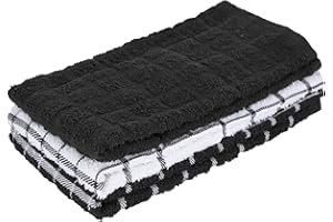 Ritz Creaciones Paño de Cocina 100% algodón de Rizo, Negro, 3-Pack Kitchen Towels, 3