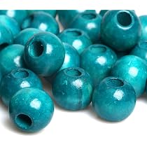 Makramee-Holzperlen Set – 60 Stück, 1,9 Cm, Blau & Braun, Mit Großem 9 Mm Loch Für Schmuck & Deko