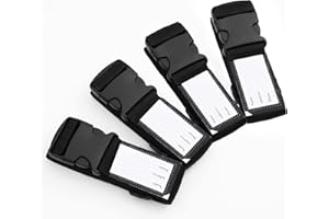 Yizhet Paski bagażowe do walizek, 4 pack regulowane paski walizek z klamrą szybkiego zwalniania Pasek pakowania bagażu podróżnego walizki, bagaż, czarny