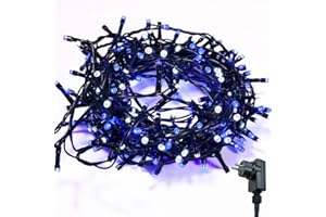 WISD Guirlande Lumineuse 33M, 600 LED Bleu et Blanc - Guirlande Lumineuse Sapin de Noël sur Câble Vert - Fonctions de Minuterie et Prise - Intérieure Extérieure Décoration pour Noël, Chambre, Jardin