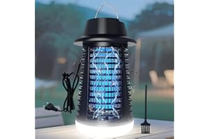 JOYSHIE Lampara antimosquitos Exterior con LED, Mata Mosquitos electrico 4200V+15W UV, No tóxico e Inodoro, IPX4, Atrapa eficazmente Mosquitos, Moscas y Polilla