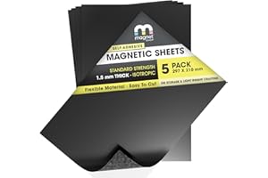 THE MAGNET SHOP TMS Magnetic Sheets Self-Adhesive | For Magnet Die Storage, Crafts, Cars, Taxis, Vehicles, Sign Making and Outdoor Use | Extra Sticky, Strong Flexible Vehicle Grade (1.5mm thick, A4 Sheet, 5)