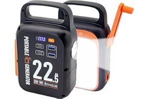 CAPTOK Crank Power Bank 22500mAh, 18W carga rápida USB tipo-C, 83.25Wh generador de energía con luz LED para emergencia camping al aire libre.