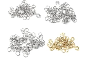 KTBEYTI 400 anelli di salto 1,2 mm x 8 mm/9 mm/10 mm anelli aperti salto per collana, orecchini, anelli salto anello per fai da te fabbricazione di gioielli (argento e oro)