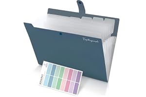 KONVINIT Cartella Portadocumenti a4 - Porta Documenti a4 Organizer Documenti Cartelle Soffietto Portadocumenti Espandibile Chiusura con Bottone con 8 Tasche