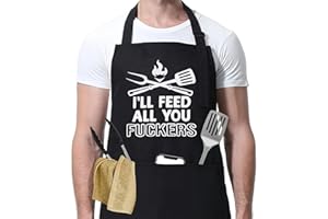 Wisebom Zabawne fartuchy kuchenne dla mężczyzn i kobiet, czarne fartuchy szefa kuchni z 3 kieszeniami, regulowany fartuch kuchenny, spersonalizowane fartuchy, idealne prezenty świąteczne, prezenty