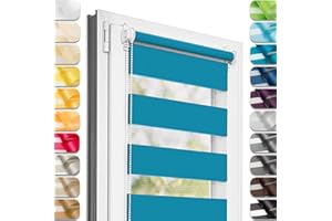 Estika® Doppia tenda a rullo, fissaggio senza fori, 65 cm x 120 cm, Cote d'Azur, 27 colori, giorno e notte, Duo Rollo, tenda avvolgibile per finestre senza foratura, protezione da sguardi indiscreti