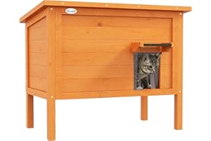 PawHut Outdoor Cat House, Feral Insulate Wooden Kitten House with Removable Floor, Water-Resistant Openable Roof, 85 x 50 x 68.5cm - Orange