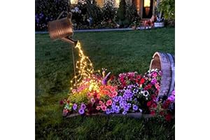 lifemet Solar Gießkanne Lampe Gartendekoration-wasserdichte Kupfer aussen Skulptur Schmuck Stern LED Fee Kunst Dekoration wasserfall Licht Hängegarten (mit Halterung)